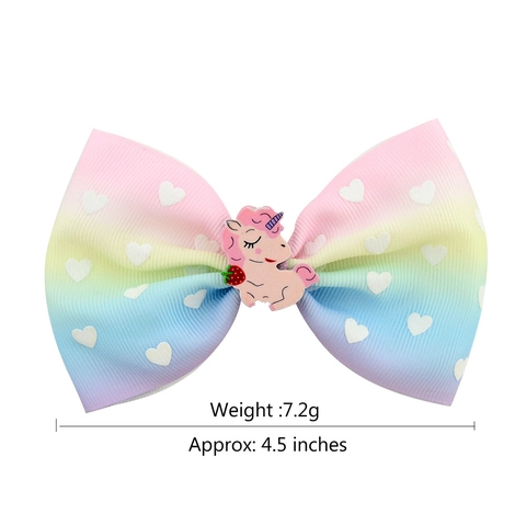 Pinzas Para El Cabello Con Lazo Para Niñas Degradado Arcoíris Cinta De Grosgrain Sirena Unicornio Dijes De Resina Pinzas