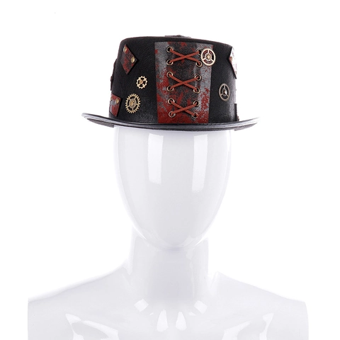 Steampunk Gothic Zylinder Mit Metallzahnrädern Und Lederriemen Vintage Schwarzer Filz Kostümhut Für Halloween Cosplay