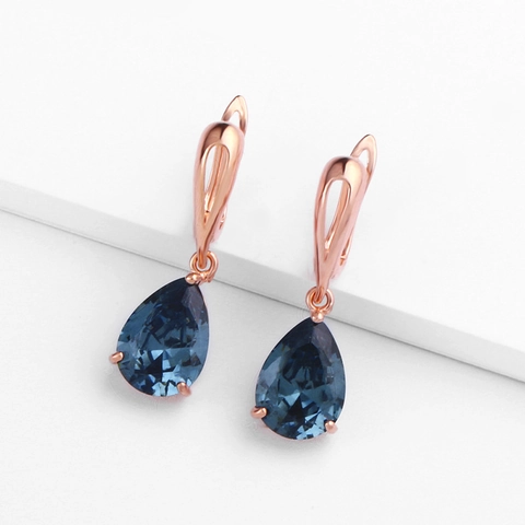 Orecchini A Goccia Rame Placcato Oro Rosa Zirconia Taglio Pera Stile Francese Gioielli Eleganti Regalo Per Donna