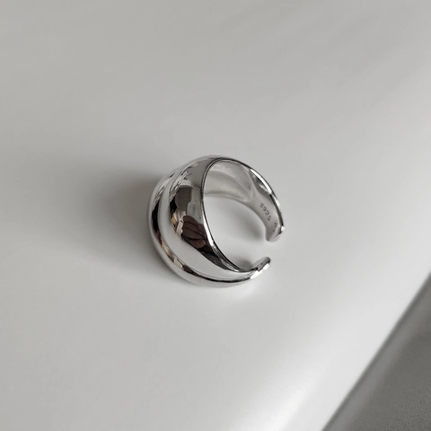 925 Sterling Silber Ring Minimalistisch Fluid Design Unregelmäßig Verstellbar Offen Zeigefinger Moderner Schmuck Für Frauen
