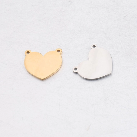 Colgante Forma Corazón Doble Agujero Acero Inoxidable 304 Pulido Espejo Accesorios Bricolaje Joyería Dije