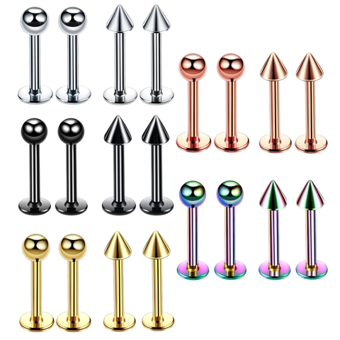 Lip Ring Labret Stud 304 Stainless Steel Spiked Cone Ball Head Punk Hip Hop Body Piercing Jewelry For Men And Women