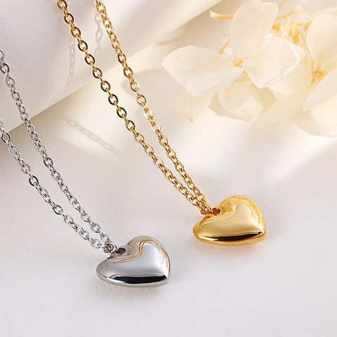 Parure Gioielli Cuore Acciaio Inossidabile Collana Orecchini Per Donne Lucido Minimalista Elegante Regalo Quotidiano