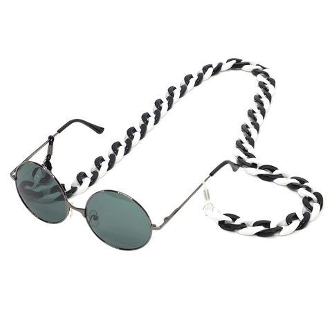 Acrylic Resin Glasses Chain Anti-slip Eyewear Strap Large Link Retro Black White Contrast Decorative Holder