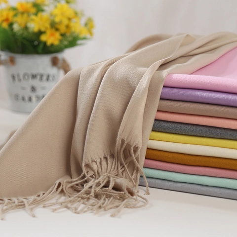 Sciarpa In Finto Cashmere Da Donna Tinta Unita Caldo Inverno Scialle Con Nappine Morbido Versatile Accessorio Moda