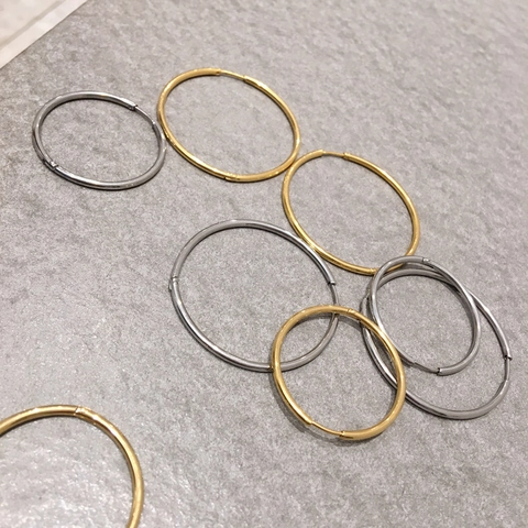 Orecchini A Cerchio Geometrici Minimalisti In Acciaio Inossidabile Placcato Oro Stile Americano Retrò