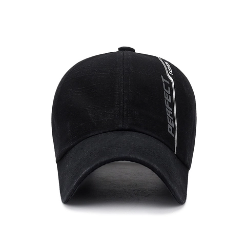 Casquette De Baseball En Coton Lavé Slub Avec Imprimé Lettres Perfect Fashion Boucle Métallique Réglable Unisexe