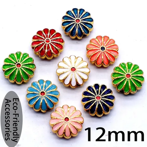 Cuentas Espaciadoras Flores Aleación Zinc Esmalte Goteo Aceite Forma Margarita Para Fabricación Joyas DIY Dorado