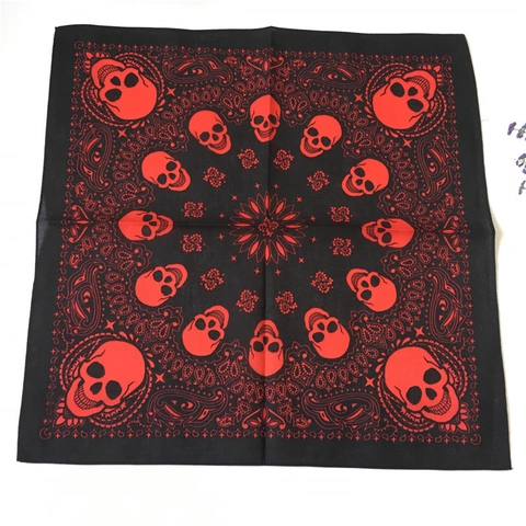Cotton Skull Paisley Bandana Square Scarf Hip Hop Punk Headwrap Gothic Printed Neck Kerchief Retro Headwear