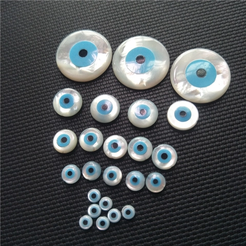 Evil Eye Round Beads Natural Mother Of Artificial Pearl Shell Turquoise Jewelry Making DIY Accessories Charm Protective Amulet