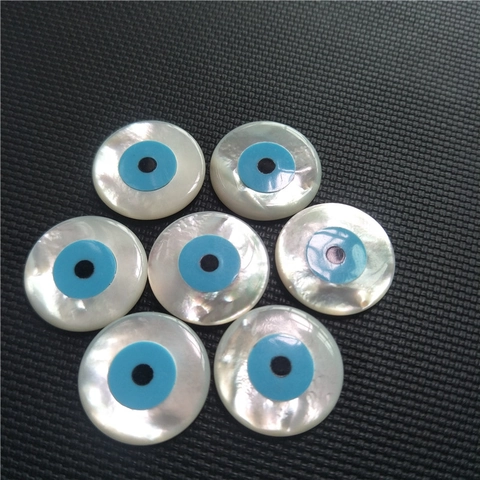 Evil Eye Round Beads Natural Mother Of Artificial Pearl Shell Turquoise Jewelry Making DIY Accessories Charm Protective Amulet