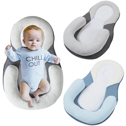 Newborn Baby Positioning Pillow Breathable Mesh Anti Roll Head Shaping Sleep Mat Portable Ergonomic Cotton Bed For Infants