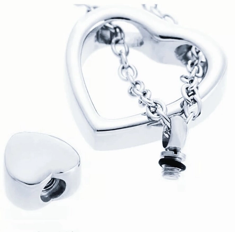 Double Heart Cremation Urn Pendant Necklace Stainless Steel Memorial Ashes Keepsake Jewelry For Loved Ones Or Pets