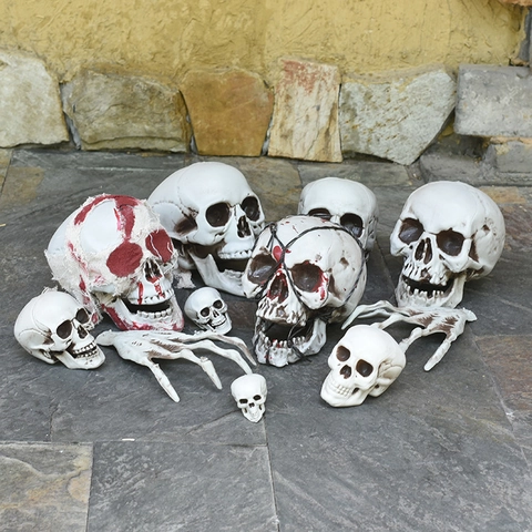 Realistische Halloween Totenkopf Dekoration Kunststoff Horror Requisite Für Spukhaus Party Streich Spielzeug Verschiedene Größen