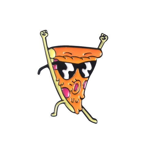 Funny Pizza Cartoon Enamel Brooch Zinc Alloy Personified Food Badge Fashion Jewelry For Backpack Clothing