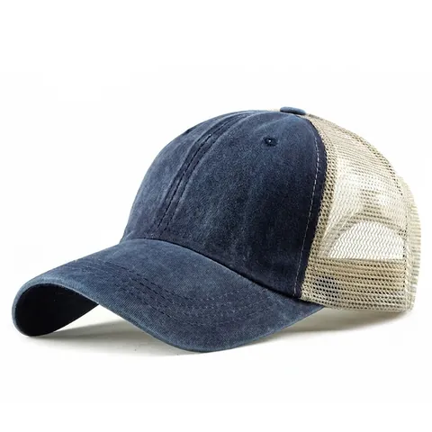 Cappello Trucker Cotone Lavato Rete Traspirante Berretto Baseball Vintage Regolabile Visiera Curva Protezione Solare Uomo Donna