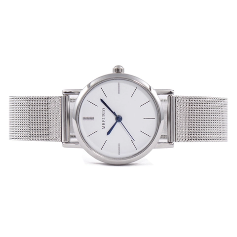 Orologio Al Quarzo Minimalista Cassa Lega Cinturino Maglia Acciaio Inox Display Analogico Donne Uomini Fibbia Moda