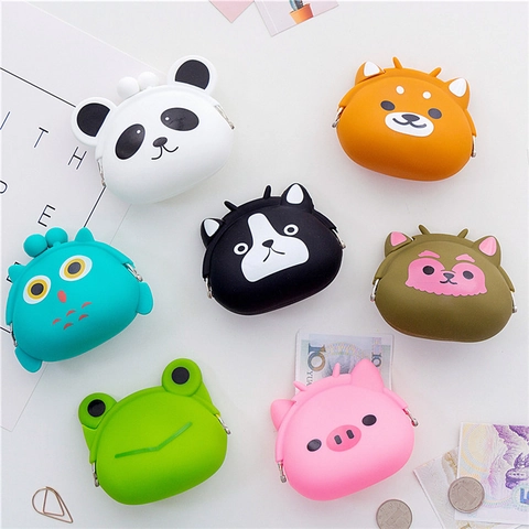 Cartoon Animal Silicone Coin Purse Mini Portable Wallet With Metal Clasp For Women Girls Kids Panda Pig Frog Pouch