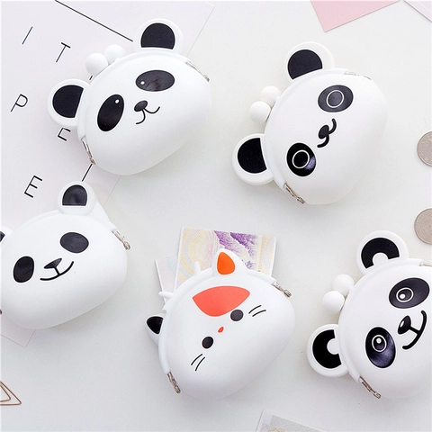 Cartoon Animal Silicone Coin Purse Mini Portable Wallet With Metal Clasp For Women Girls Kids Panda Pig Frog Pouch