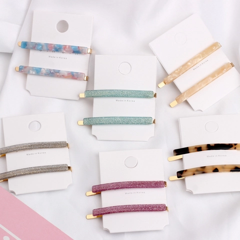 Pinzas Para El Cabello De Acetato Con Patrón De Mármol Pasadores Rectangulares De Resina Brillante Aleación Para Mujeres