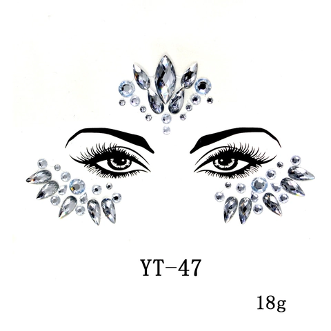Eco Friendly Resin Rhinestone Face Stickers Crystal Diamond Body Art Temporary Tattoo Gems For Party Jewelry