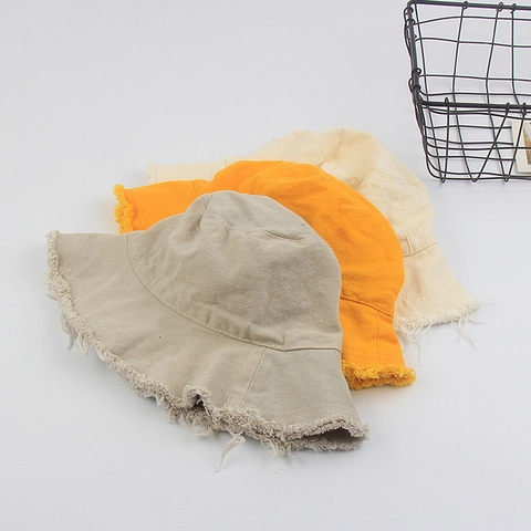 Japanese Streetwear Washed Cotton Linen Bucket Hat For Men Women Frayed Edge Distressed Wide Brim Sun Shade Outdoor Basin Hat
