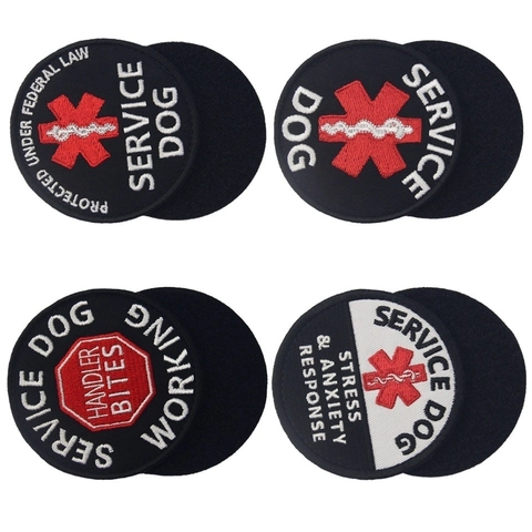 Service Dog Embroidery Patches Tactical Morale Hook And Loop Medical Alert Identification For Dog Vest Harness Backpack