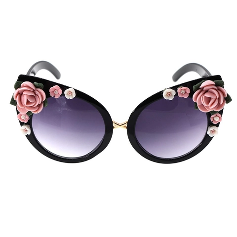 Occhiali Da Sole Cat Eye Da Donna Con Decorazione Di Rose In Resina 3D Montura In Plastica Lenti Sfumate Stile Vintage