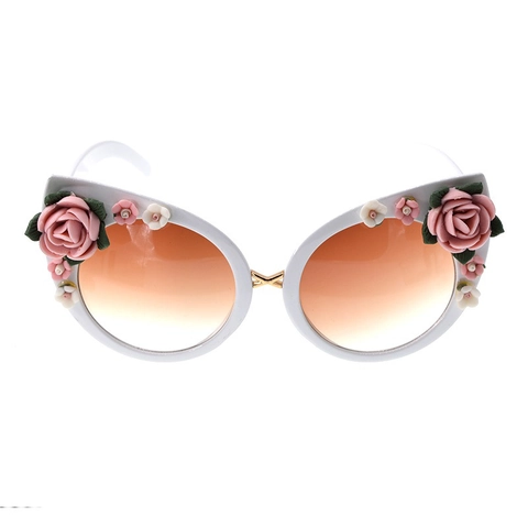 Occhiali Da Sole Cat Eye Da Donna Con Decorazione Di Rose In Resina 3D Montura In Plastica Lenti Sfumate Stile Vintage
