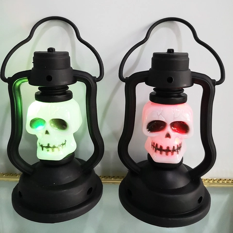 Halloween Pumpkin Skull LED Lantern Retro Portable Kerosene Lamp Night Light Festival Party Indoor Home Decoration Props