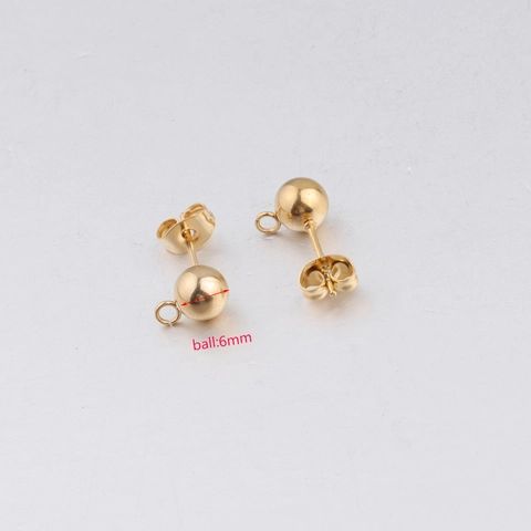 Ball Ohrstecker Schmuckzubehör Mit Aufhängeschlaufe Edelstahl Vergoldet Runde Perle DIY Schmuckherstellung Komponenten