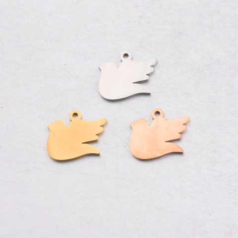 Dijes En Forma De Paloma De La Paz Pájaro Acero Inoxidable 304 Pulido Espejo Para Hacer Joyas DIY Collar Pulsera