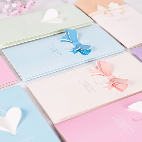 3D Greeting Card Butterfly Heart Wings Decorations Paper Cardboard Blessing Message Note Cards Envelope Holiday Christmas