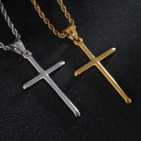 Colgante De Cruz De Acero Inoxidable Minimalista Joyería Religiosa Pulida Para Hombres Mujeres Moda Estilo Hip Hop
