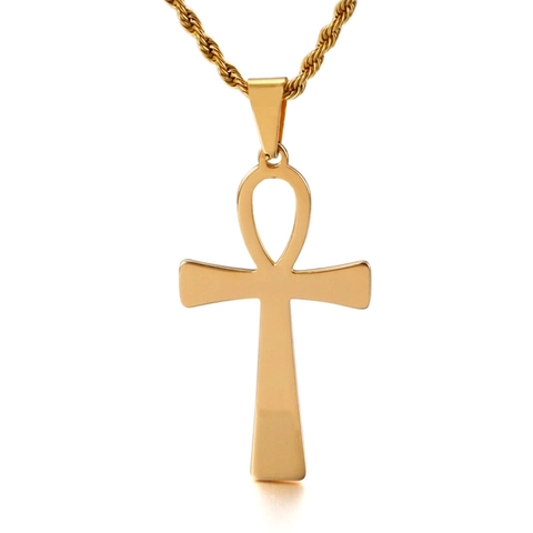 Ankh Cross Pendant Stainless Steel Egyptian Key Of Life Hip Hop Religious Jewelry For Men Women