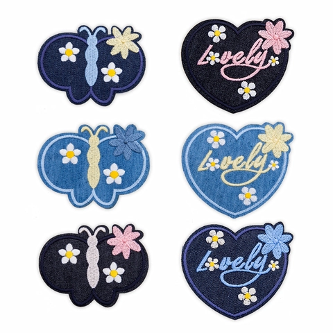 Toppe Ricamate Farfalla Cuore Da Stirare Tessuto Denim Applicazione Decorativa Per Riparazione Vestiti Giacche