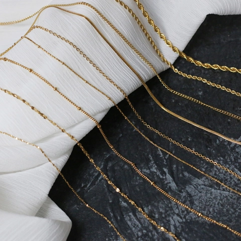 Collana In Acciaio Inossidabile Catena Placcata Oro Per Donna Gioielli Moda Minimalista Catena A Serpente Catena Di Corda