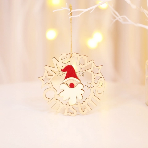 Addobbo Natalizio Appeso Ghirlanda Di Legno Pendente In Legno Cavo Taglio Laser Per Albero Porta Decorazione Festiva Rustica
