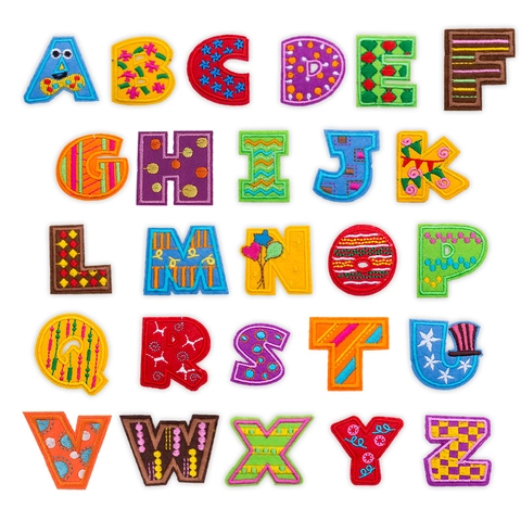 Alphabet Buchstaben Stickerei Aufnäher Bunte Stoff Filz Aufbügler Für Kleidung DIY Reparatur Dekor