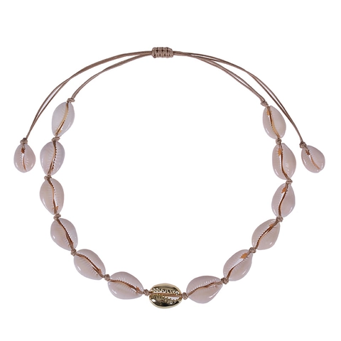 Collar Y Pulsera De Concha Natural Bohemio Hecho A Mano Cordón De Cera Ajustable Acento De Aleación Joyería De Playa Mujeres Hombres
