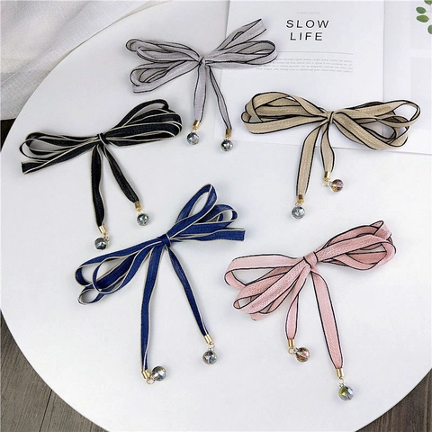 Écharpe Mince Ruban De Satin Étroit Pour Femmes Avec Pendentifs En Perles De Cristal Bandeau Élégant Cravate Ceinture