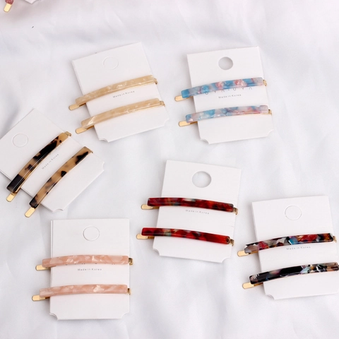 Pinzas Para El Cabello De Acetato Con Patrón De Mármol Pasadores Rectangulares De Resina Brillante Aleación Para Mujeres