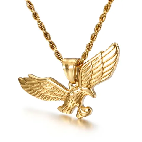 Stainless Steel Soaring Eagle Wing Pendant Hip Hop Rock Style Men Animal Charm Jewelry For Necklace
