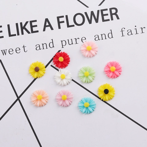 Resin Daisy Flower Flatback Cabochons Small Sunflower Charms For DIY Jewelry Making Hair Accessories Crafts Decor