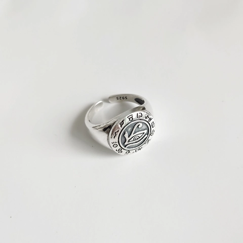 Ring Aus 925er Sterlingsilber Vintage Horusauge Verstellbar Offen Retro Punk Stil Schmuck Für Damen Herren