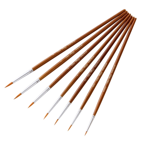 Pinceles De Detalle Profesionales Con Pelo De Nailon Mango De Madera Para Acuarela Óleo Acrílico Punta Fina Dibujo