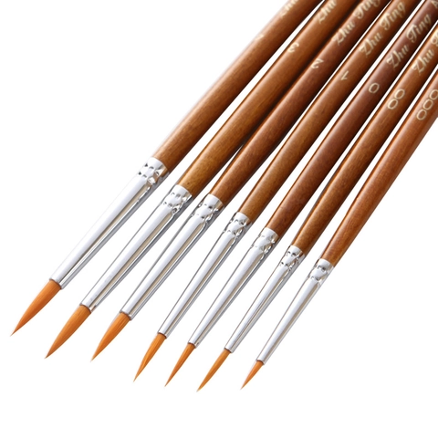 Pinceles De Detalle Profesionales Con Pelo De Nailon Mango De Madera Para Acuarela Óleo Acrílico Punta Fina Dibujo