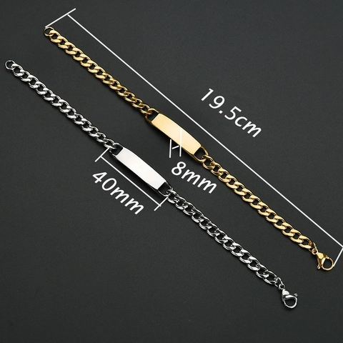 Minimalistisches Edelstahl ID Armband Gravierbar Panzerkette Gebogene Bar Schmuck Für Herren Und Damen Trendiger Stil