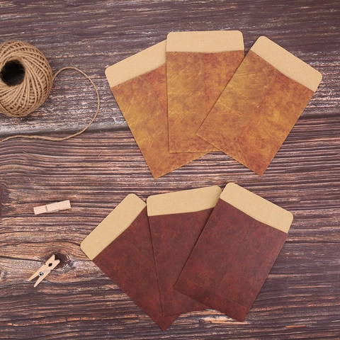 Vintage Mini Kraft Paper Envelopes Decorative Script Thickened Postcard Storage Gift Packaging DIY Craft Retro Brown