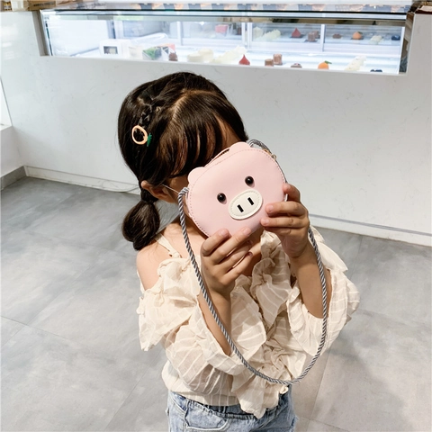 Sac Bandoulière Enfant Cuir PU Dessin Animé Animal Cochon Ours Poussin Chien Forme Mini Porte-Monnaie Pour Filles